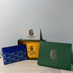 Goyard Blue and White Card Holder
